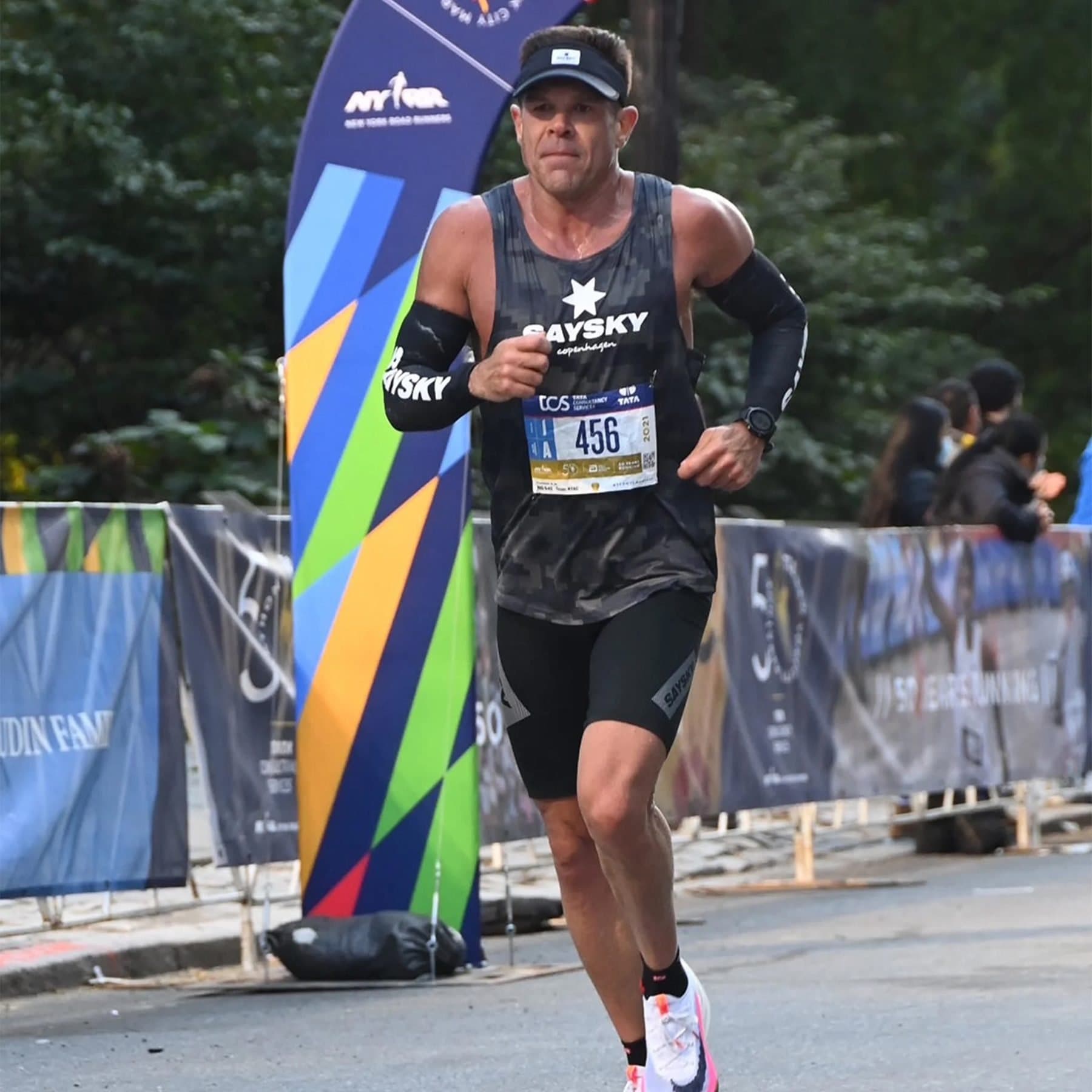 Ken racing the New York City Marathon, 2021